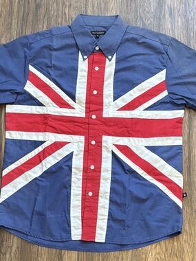 Private Member Vintage British Flag Button Up S/S Shirt Size M (Men's)